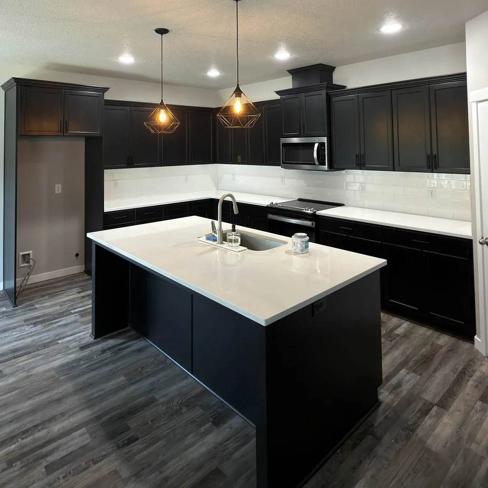 Dark espresso kitchen cabinets before refinishing in a Vancouver, WA home